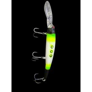 Bomber Long A Deep Diving Minnow Crankbait Lure Black Chartreuse White Fishing